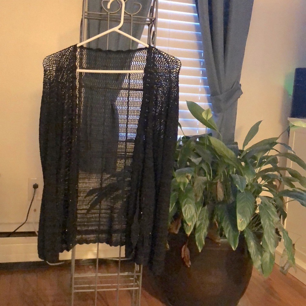 Black Crocheted Cardigan